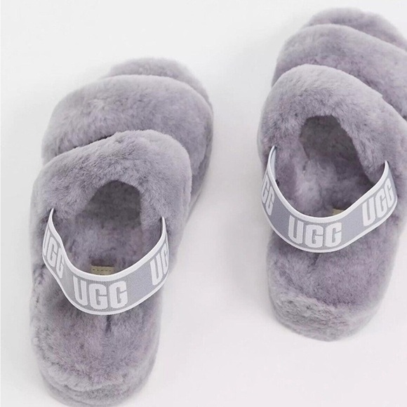 🆕 UGG Oh Yeah Soft Amethyst Double Strap Sandals Back Logo Elastic size 8 - Picture 5 of 7